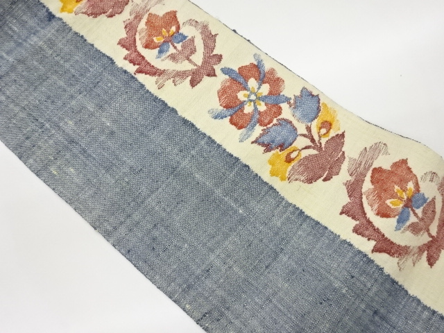 JAPANESE NAGOYA OBI / MAWATA TSUMUGI / WOVEN FLORAL PLANTS